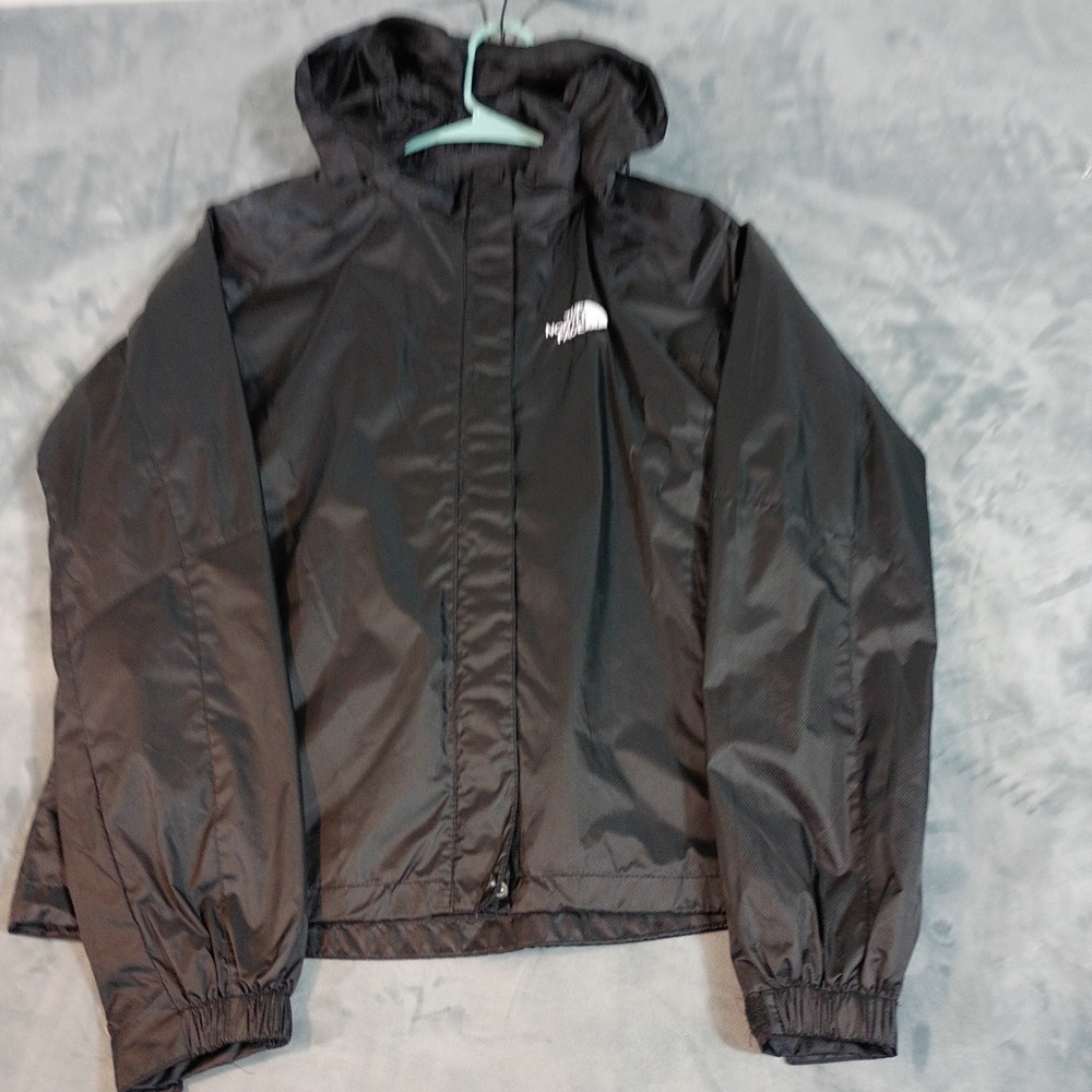 The North Face Womens Black Ripstop Hooded Windbreaker Jacket Large 0598